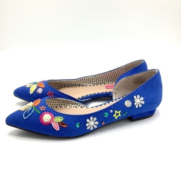 Betsey Johnson  Cypress Blue Beaded‎ Embellished Flats Size 6.5 - Picture 9 of 16